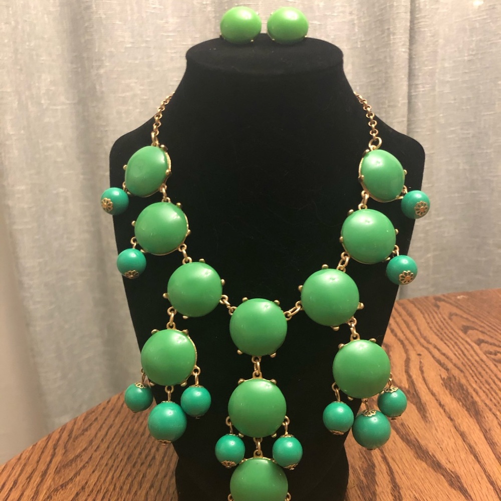 Green Bauble Necklace & Earrings